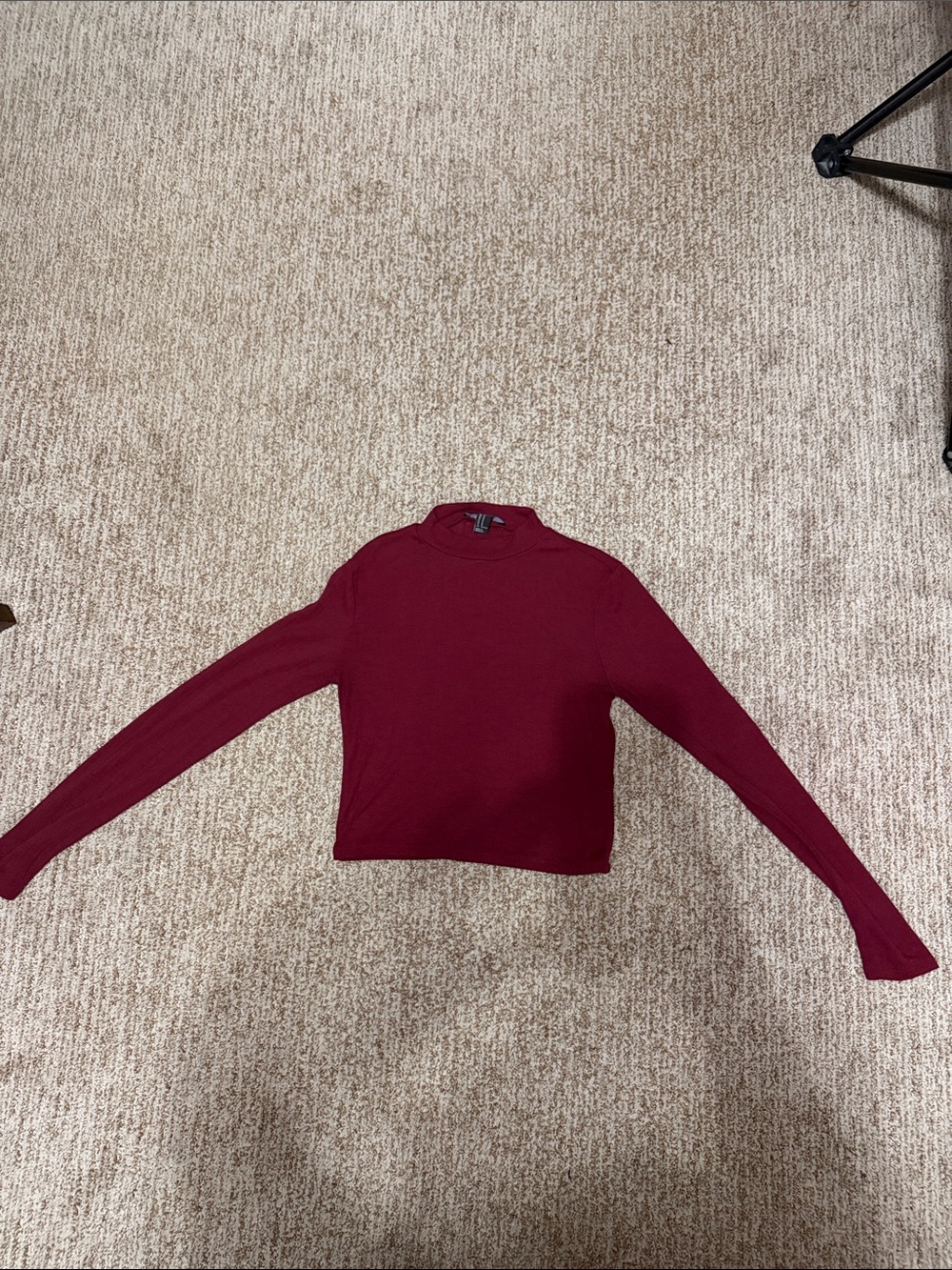 Forever 21 Ribbed Burgundy Cropped Turtleneck Sweater